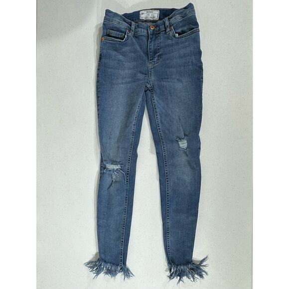 Free People Womens Skinny Ankle‎ Jeans Size 25 Distressed Frayed Hem Low Rise - Picture 5 of 8